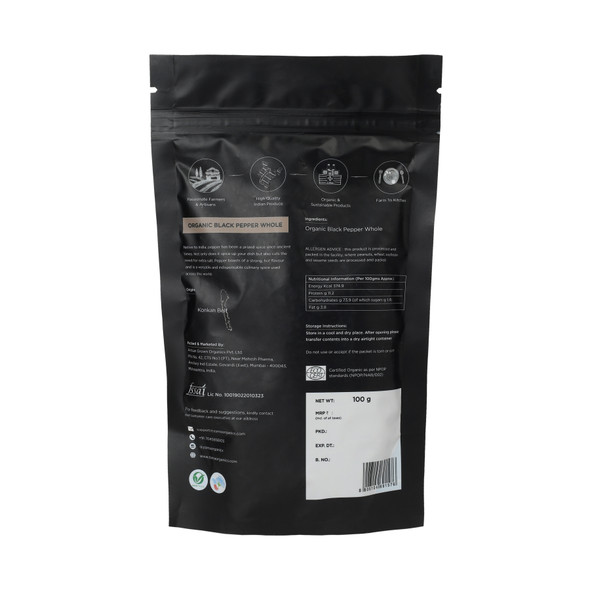 Organic Black Pepper Whole | By Zama | For USA | 3.53 Oz | 0.22 lbs