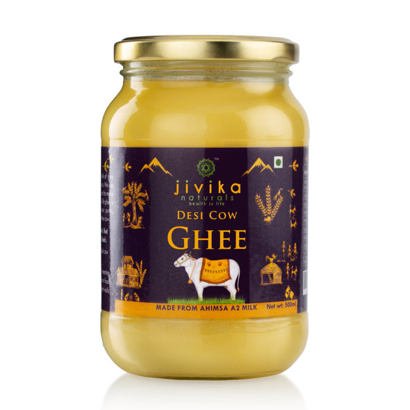 Desi A2 Cow Ghee (Bilona Ghee) 500ml | By jivika Naturals | For USA | 16.91 Oz | 1.1 lbs
