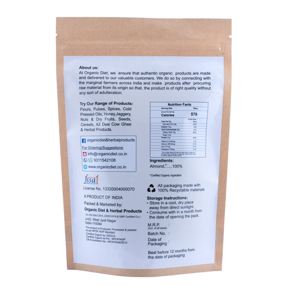 Almond | By Organic Diet | For USA | 8.82 Oz | 0.55 lbs
