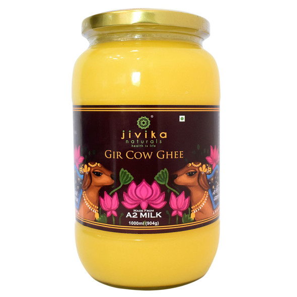 Vedic Hand Churned Bilona A2 Gir Cow Ghee 1L | By jivika Naturals | For USA | 35.27 Oz | 2.2 lbs