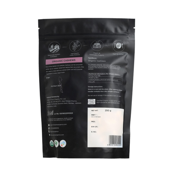 Organic Cashews | By Zama | For USA | 8.82 Oz | 0.55 lbs