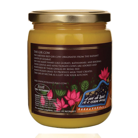 Vedic Hand Churned Bilona A2 Gir Cow Ghee 500ml | By jivika Naturals | For USA | 17.64 Oz | 1.1 lbs