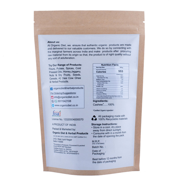 Cashew | By Organic Diet | For USA | 8.82 Oz | 0.55 lbs