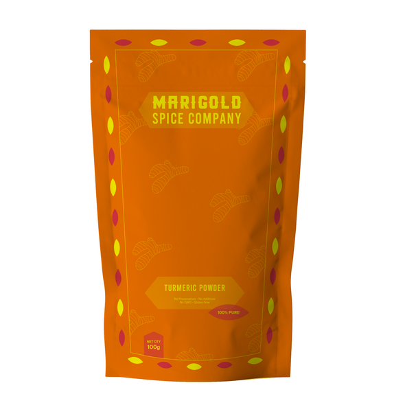 TURMERIC POWDER - PACK OF 5 | 100% NATURAL | 100gms Each | By Marigold Spice Company | For USA |   3.53 oz  |   0.22 lbs