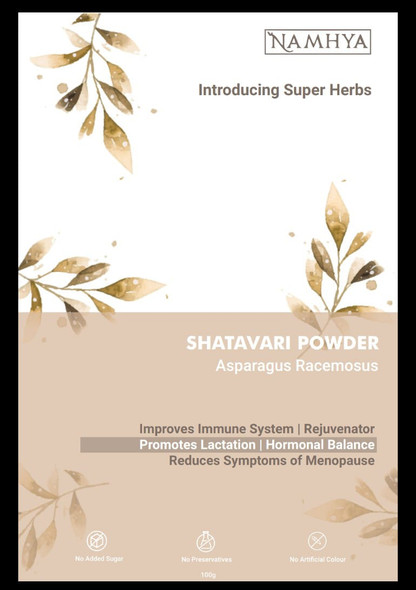 Shatavari powder - Good for menopause in women | By Namhya | For USA | 3.53 Oz | 0.22 lbs