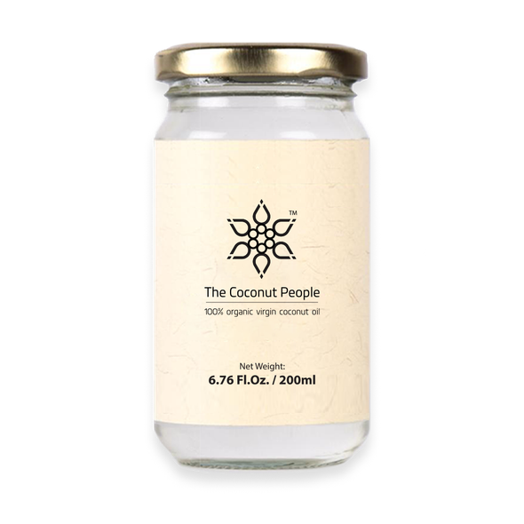 100% Certified Organic Cold Pressed Virgin Coconut Oil (Small Jar - 200ml) | By The Coconut People | For USA | 6.76 FLOZ