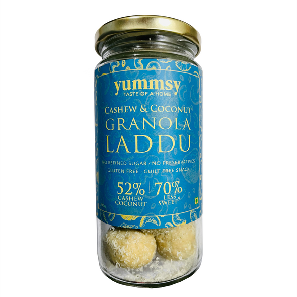 Granola Laddu - Cashew & Coconut | By Yummsy Food | For USA | 1.41 Oz | 0.09 lbs