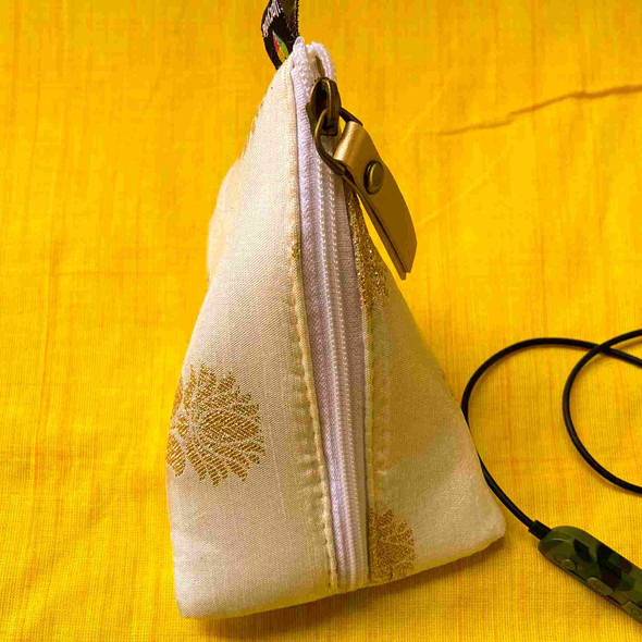 Samosaaa Pouches- White with golden flowers | | By Upcyclie | For USA | 1.74 Oz | 0.11 lbs