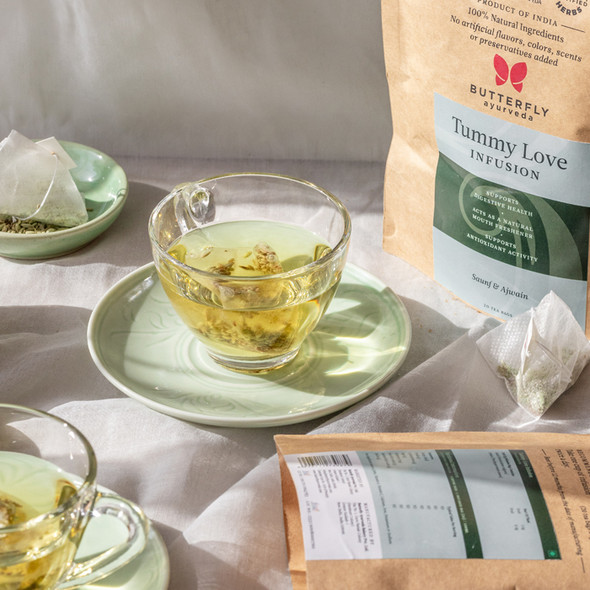 Tummy Love Infusion For Healthy Digestion - 20 Tea Bags (40g)  | By Butterfly Ayurveda | For USA |  1.41 oz  |  0.09lbs