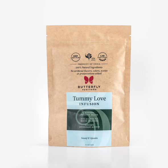 Tummy Love Infusion For Healthy Digestion - 20 Tea Bags (40g)  | By Butterfly Ayurveda | For USA |  1.41 oz  |  0.09lbs