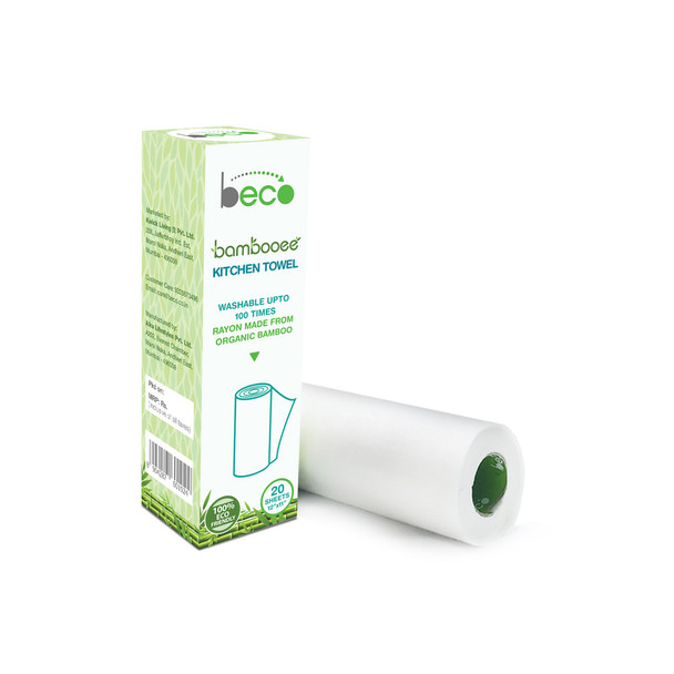 Kitchen Care Bundle Bambooee Eco Friendly Reusable Kitchen Towel Roll (20 Sheets) + Compostable Medium Garbage Bags 19 x 21 inches (15 Pieces) | By BECO | 14.11 Oz | 0.88 lbs