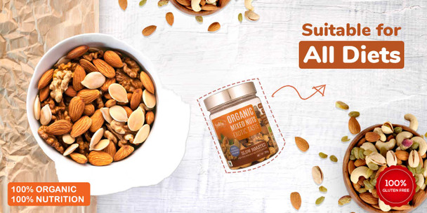 Organic Roasted Mixed Nuts (250g) | By Truefarm Foods | 8.82 Oz | 0.55 lbs