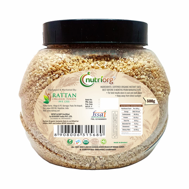 Certified Organic Steelcut Oats | By Nutriorg | 26.46 Oz | 1.65 lbs