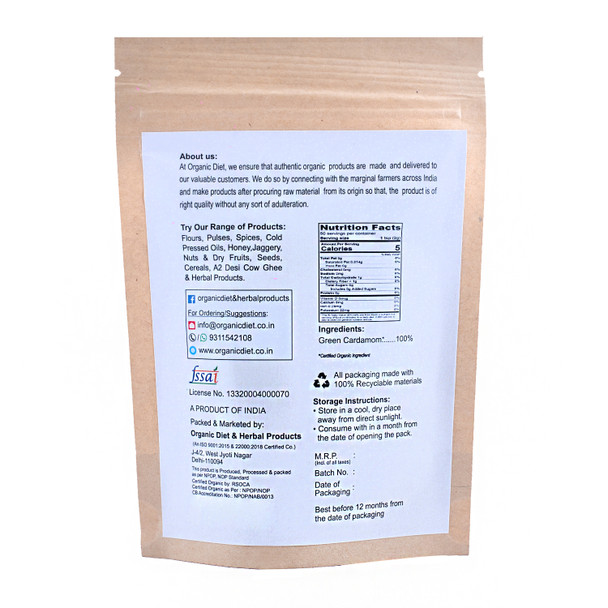 Green Cardamom(Choti Elaichi) | By Organic Diet | 1.76 Oz | 0.11 lbs