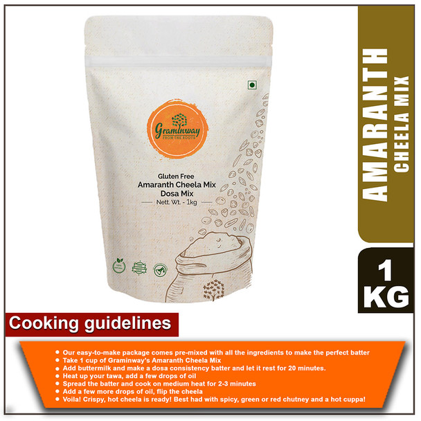 Gluten Free Amaranth Cheela Mix / Dosa Mix | by Graminway | 35.27 Oz | 2.2 lbs