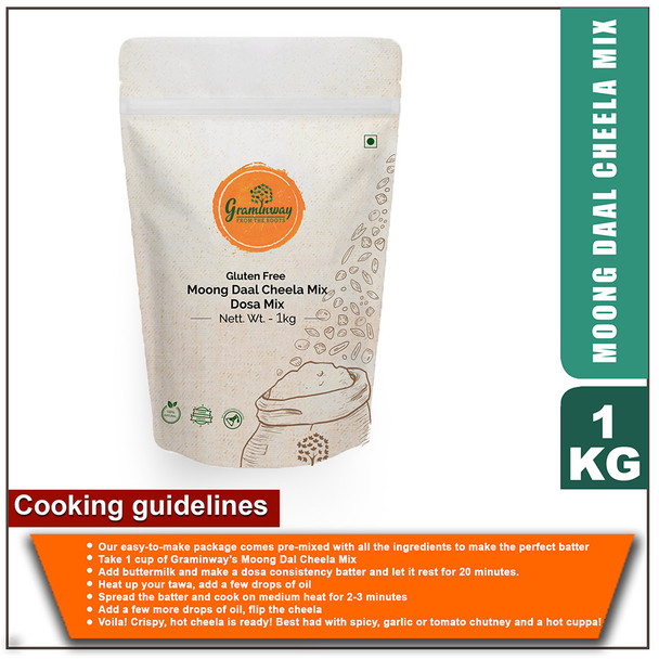 Gluten Free Moong Daal Cheela Mix/ Dosa Mix | by Graminway | 35.27 Oz | 2.2 lbs