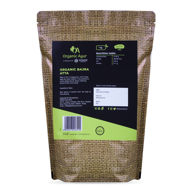 BAJRA ATTA | By Organic Ayur | 35.27 Oz | 2.2 lbs
