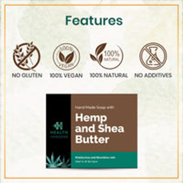 Natural Handmande Hemp & Shea Butter Soap 100 gm |By Health Horizons | 3.53 Oz | 0.22 lbs | SU-TQ-MAY20