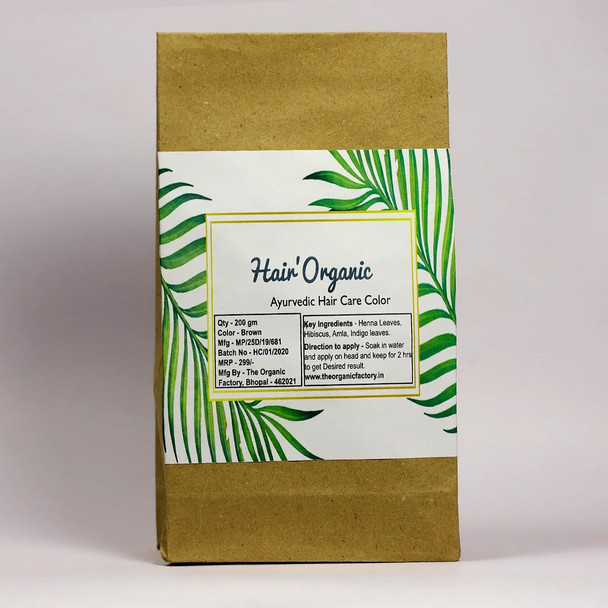 Ayurvedic Hair Care Color (Brown) |By The Organic Factory | 7.05 Oz | 0.44 lbs | SU-TQ-MAY20