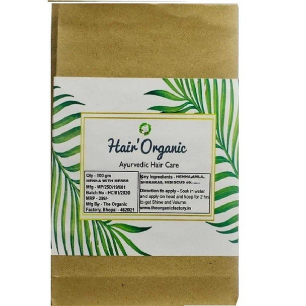 Hair Pack (Organic) - Henna With Ayurvedic Herbs |By The Organic Factory | 7.05 Oz | 0.44 lbs | SU-TQ-MAY20