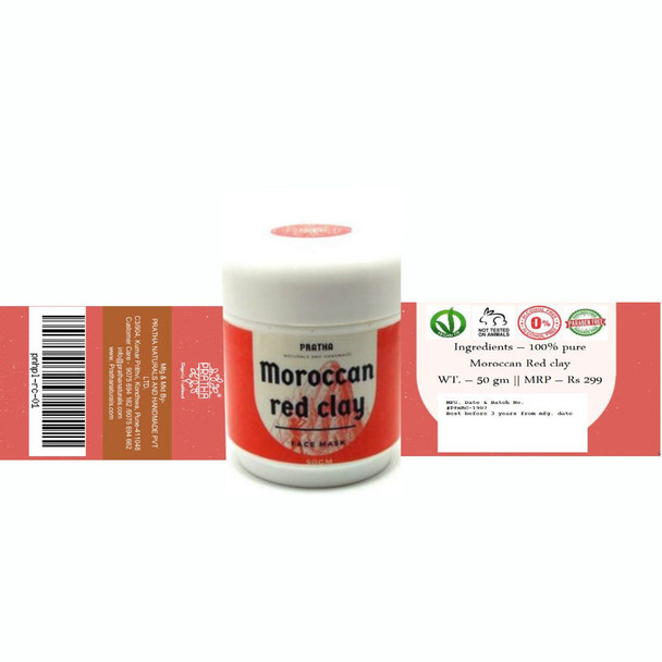 Moroccan Red Clay Face Mask |By Pratha Naturals | 1.76 Oz | 0.11 lbs | SU-TQ-MAY20 Moroccan Red Clay Face Mask |By Pratha Naturals | 1.76 Oz | 0.11 lbs | SU-TQ-MAY20