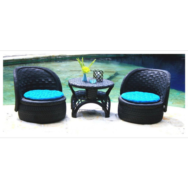 De'Dzines Handcrafted Eco-Friendly Comfort Pool Chair & Low Coffee Table Furniture Set (Set of 2+1) |By De'Dzines | 1305.11 Oz | 81.5 lbs | SU-TQ-MAY20