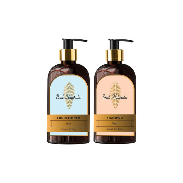Hair Conditioner & Argan Shampoo Combo of 2 (200 ml) |By Bail Naturals | 14.11 Oz | 0.88 lbs | SU-TQ-MAY20