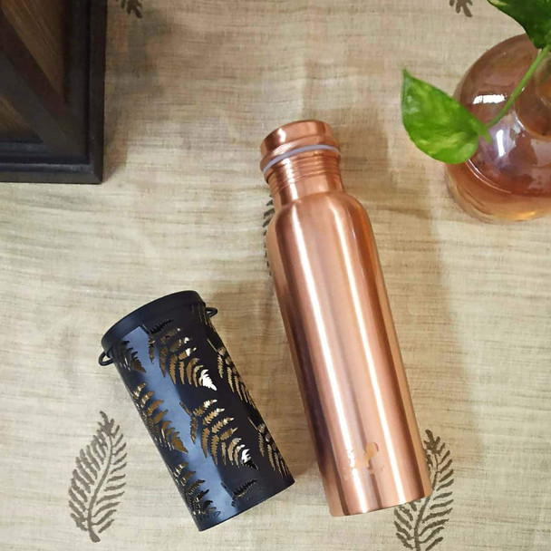 Handcrafted Leaf Lantern And Copper Water Bottle (1 Ltr) |By The Happy Turtle | 28.22 Oz | 1.76 lbs | SU-TQ-MAY20