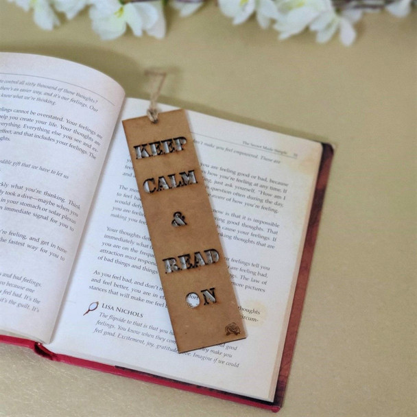 Wooden Engraved Bookmark (Keep Calm & Read On) |By RosewoodKrafts | 0.35 Oz | 0.02 lbs | SU-TQ-MAY20