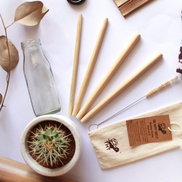 Reusable Bamboo Straws Pack of 4 With Free Straw Cleaner |By The Happy Turtle | 5.29 Oz | 0.33 lbs | SU-TQ-MAY20 Reusable Bamboo Straws Pack of 4 With Free Straw Cleaner |By The Happy Turtle | 5.29 Oz | 0.33 lbs | SU-TQ-MAY20