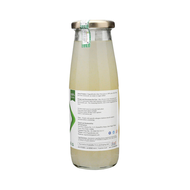 Aloe Vera Juice with Fibre 450ML| By OrganiKrishi | 15.22 FLOZ | 0.12 Gallons