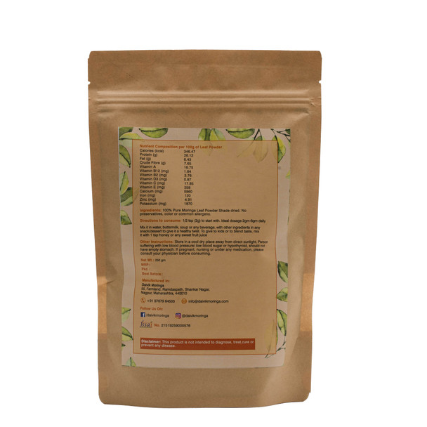 Miracle Moringa Powder (250 gms) | By Daivik Moringa | 9.49 oz | 0.59 lbs
