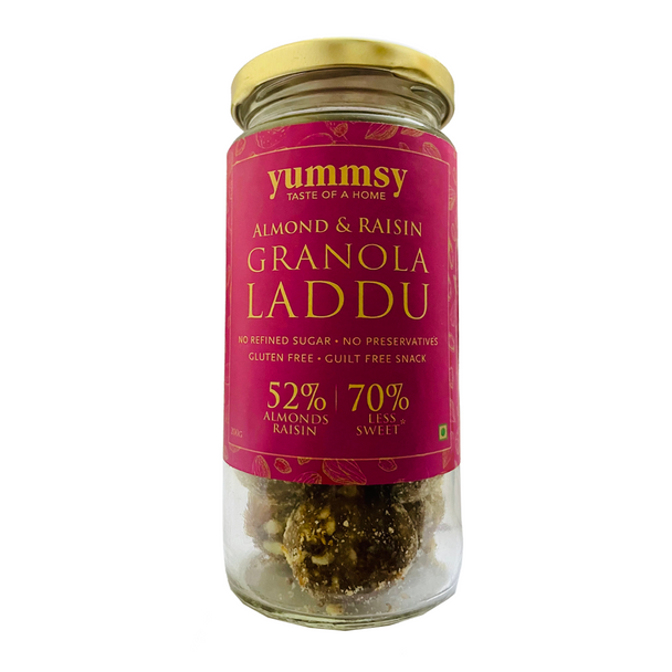 Granola Laddu - Almonds & Raisins | By Yummsy Food | For USA | 14.11 Oz | 0.88 lbs