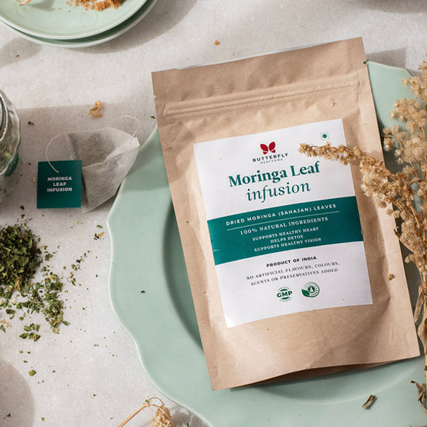 Moringa Leaf Infusion For Eye & Skin Health - 20 Tea Bags (40g)  | By Butterfly Ayurveda | For USA |  1.41 oz  |  0.09lbs