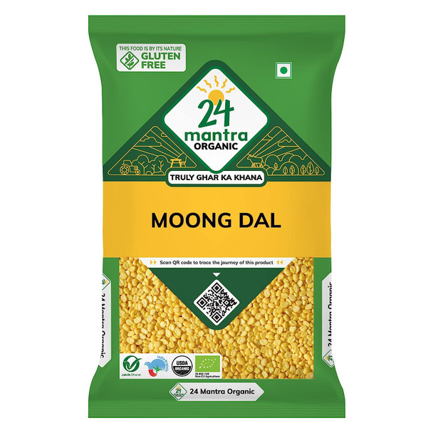Organic Moong Dal - USDA Certified Organic - European Union Certified Organic - Pesticides Free - Adulteration Free - Sodium Free - 4 Lbs - 24 Mantra Organic