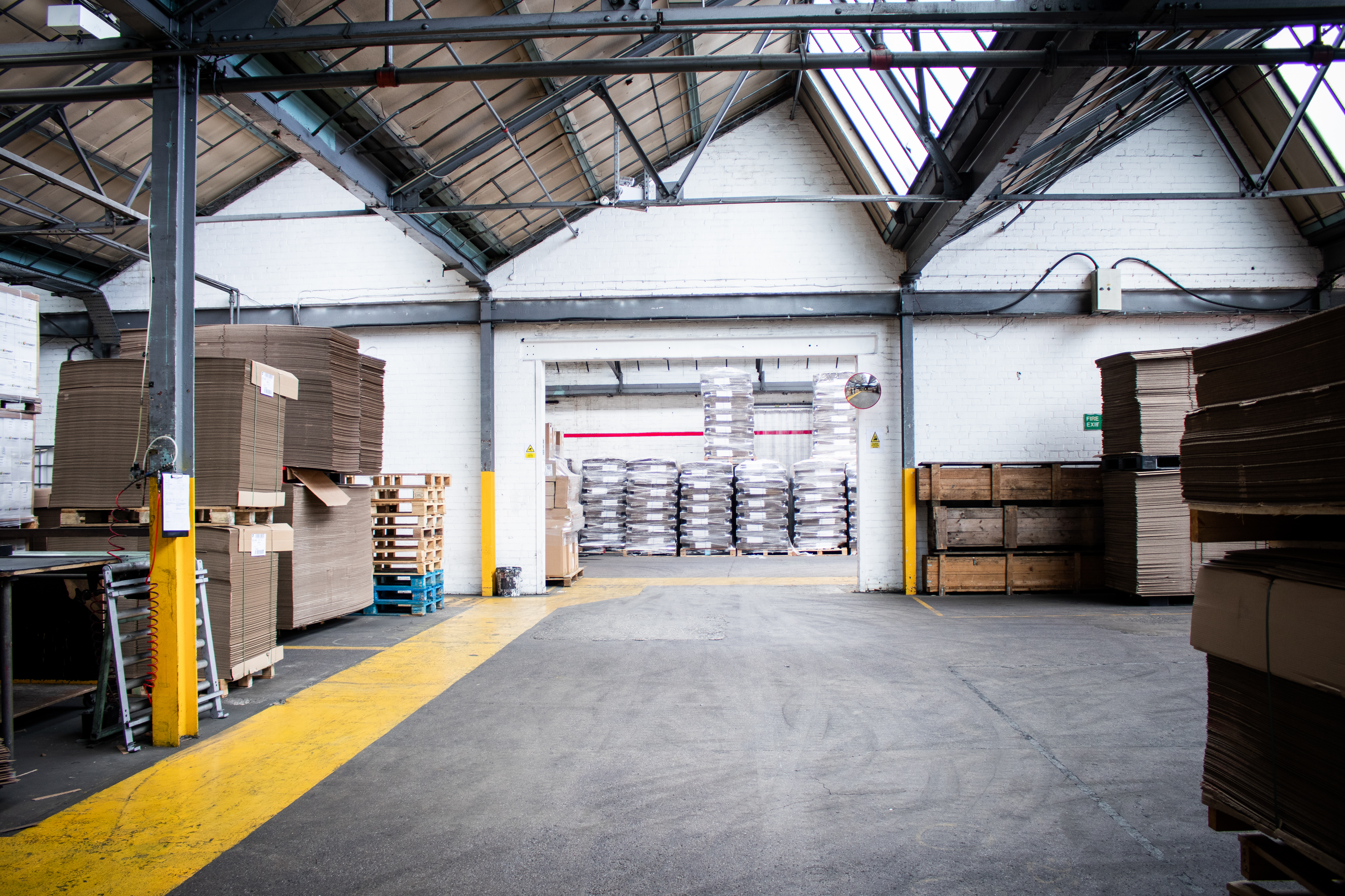 ASC Direct Wide Angle Warehouse with pallets of boxes