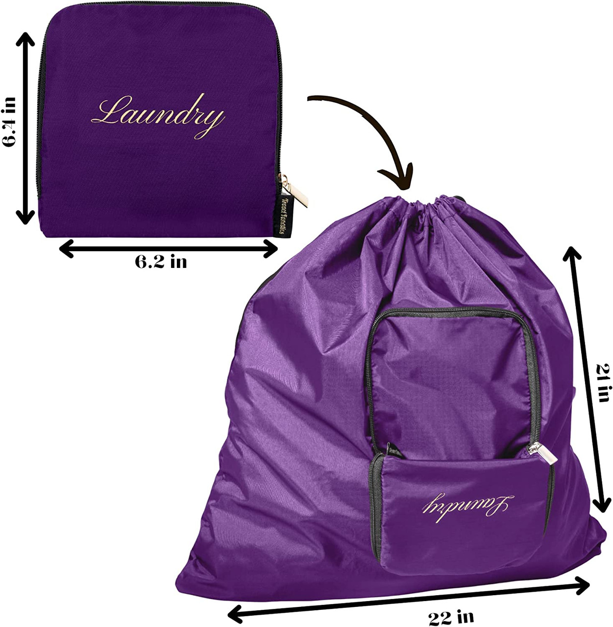 Large Laundry Bag with Drawstring and Locking Closure - Color: Purple,Size: 30x40