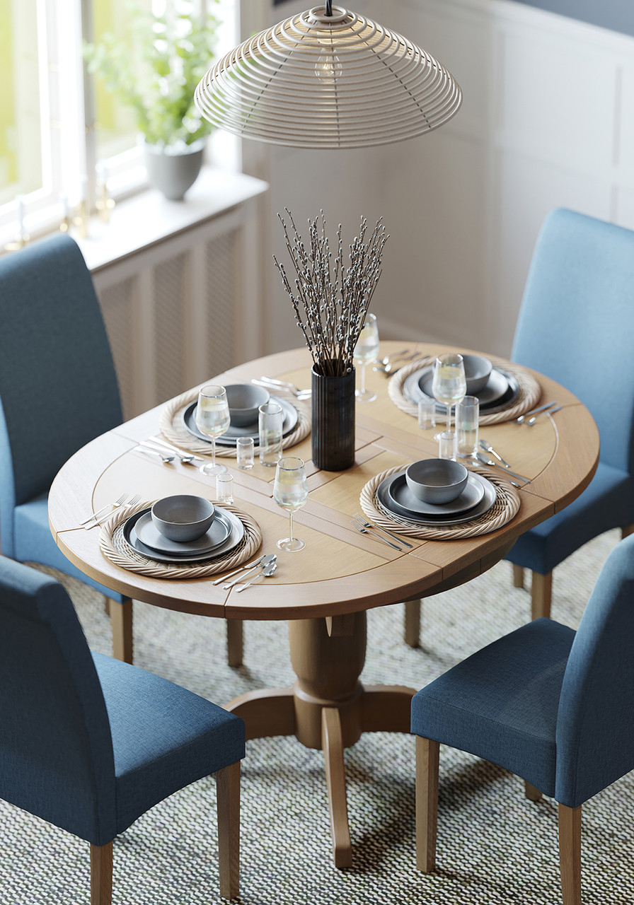 Dorchester Oak Round Pedestal Extending Dining Table