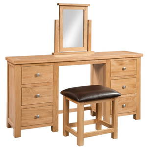 Dorchester Oak Double Pedestal Dressing Table + Stool Dorchester Oak Double Pedestal Dressing Table + Stool