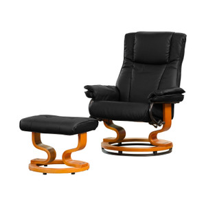 Boraque Leather Heat and Massage Swivel Recliner Chair with Stool