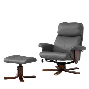 Oia Leather Heat and Massage Swivel Recliner Chair with Stool