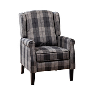Boraine Chequered Fabric Push Back Recliner Chair