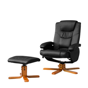 Veranda Leather Swivel Recliner Chair And Stool