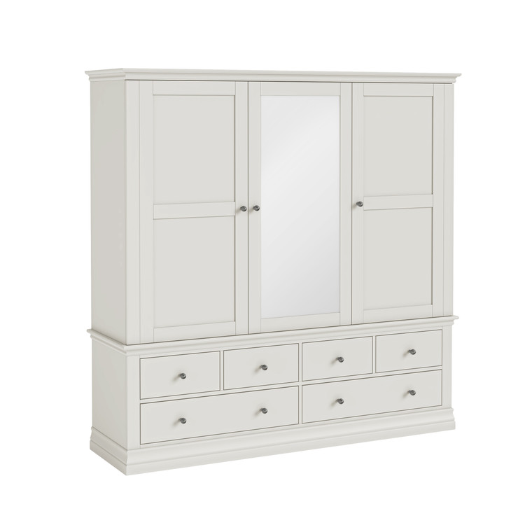 Banbury Painted Cotton Triple Wardrobe With 6 Drawers