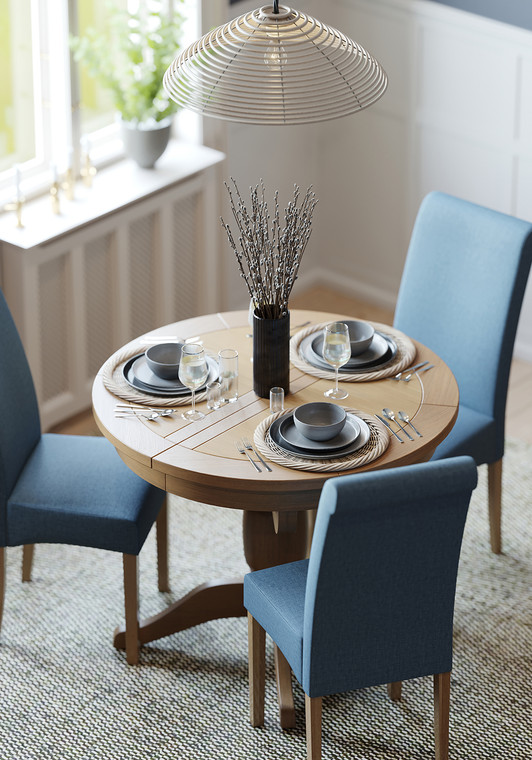 Dorchester Oak Round Pedestal Extending Dining Table