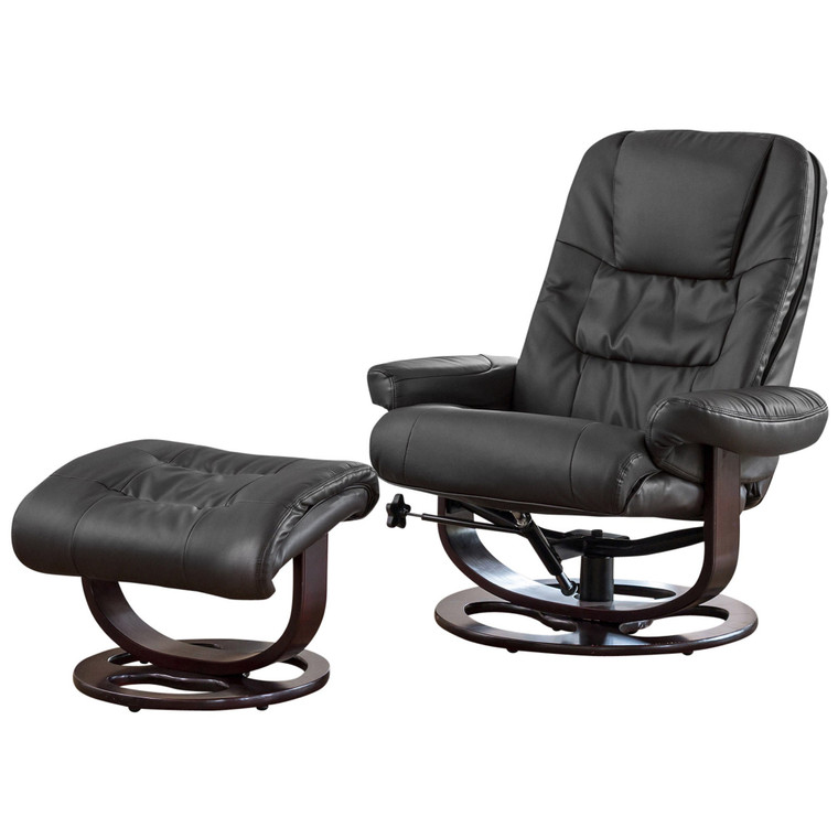 Zephyr Leather Heat And Massage Swivel Recliner With Stool