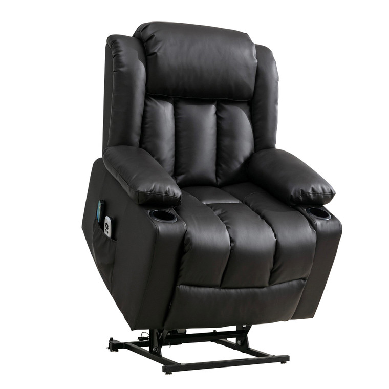 Sicily Leather Massage And Heat Electric Dual Motor Riser Recliner Chair