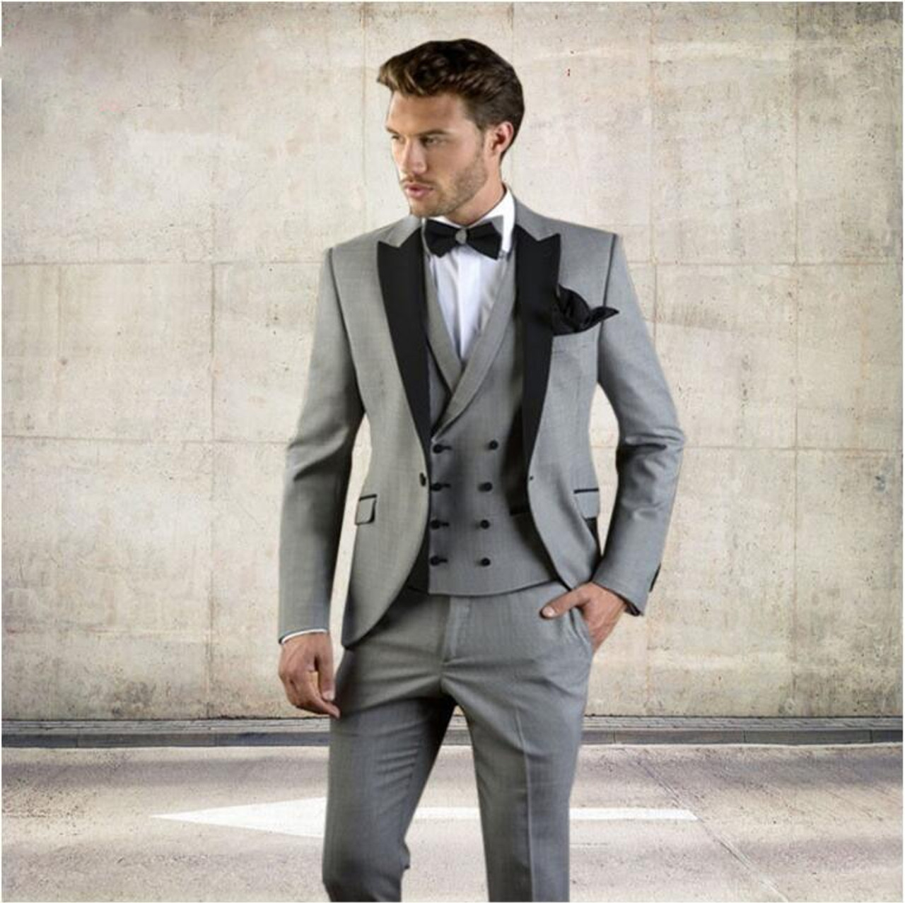 QueenLine (Blazer+Pants+Vest)2019 Grey Men Suit Slim Fit Jacket With ...