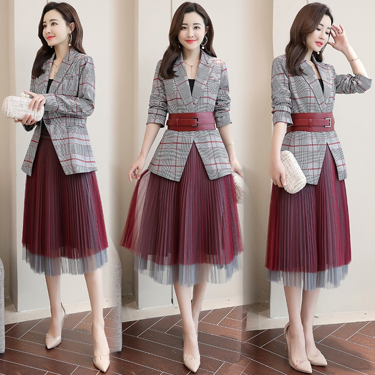 mesh skirt with jacket