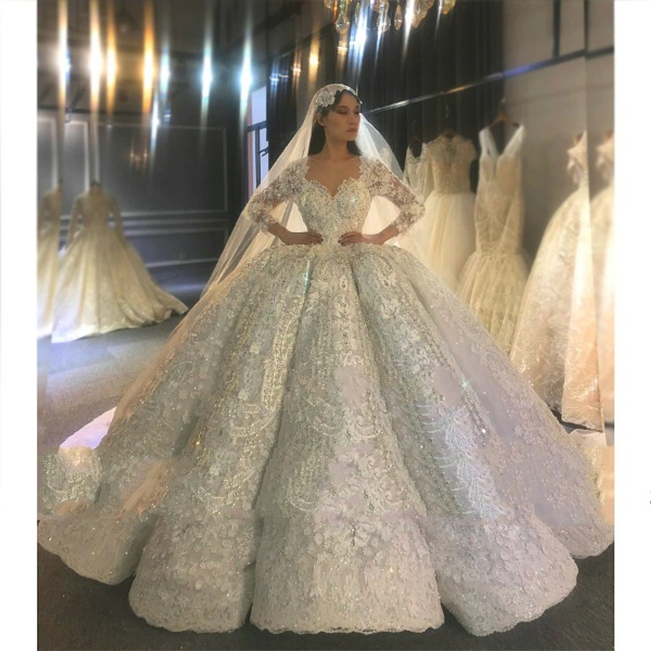 QueenLine Design Real Work Wedding Dress 2022 Dubai Luxury Bridal Dress ...